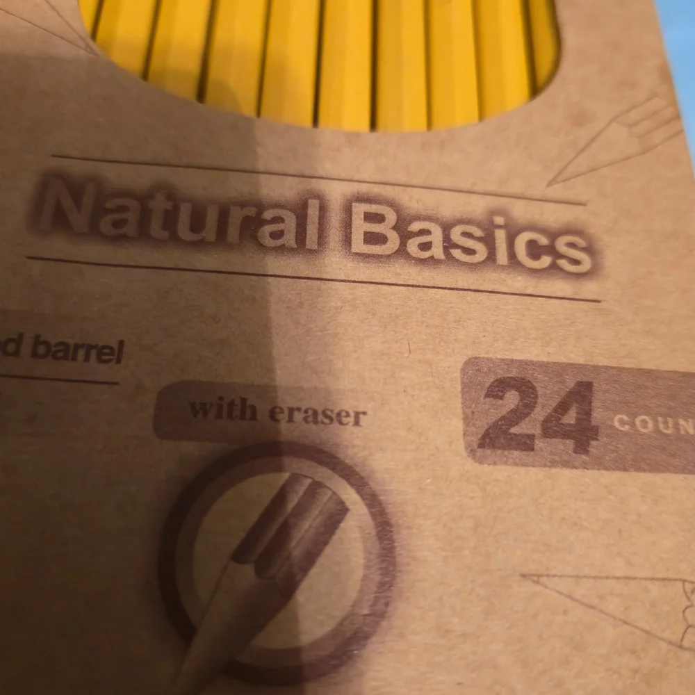 Vintage Yellow Barrel Natural Basics Pencils Wood Case 24 Count NIB